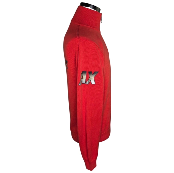 Armani Exchange Orange Logo Half Zip Sweater Cotton Vintage Y2K Pullover Small - Picture 4 of 9